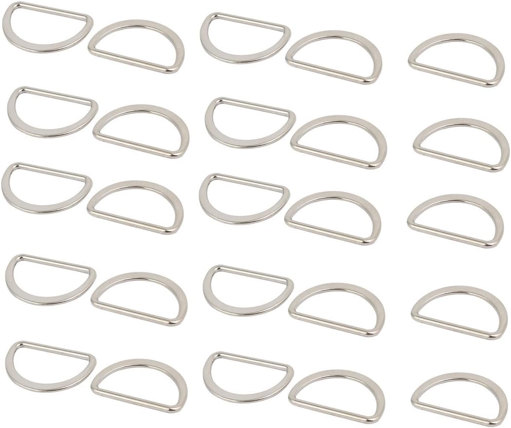 LinkMejor 30mm Inner Zinc Alloy Flat Typed D Welded Ring Silver Tone 25pcs