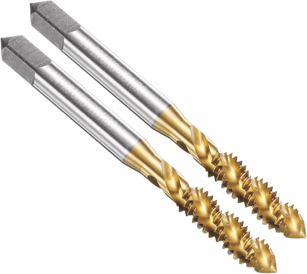 2pcs Spiral Flute Thread Taps 1/4-20 UNC 2B Machine Threading Tap Bit, Titanium Coated Screw Tapping Repair Tool, M2 High-Speed Steel (HSS)