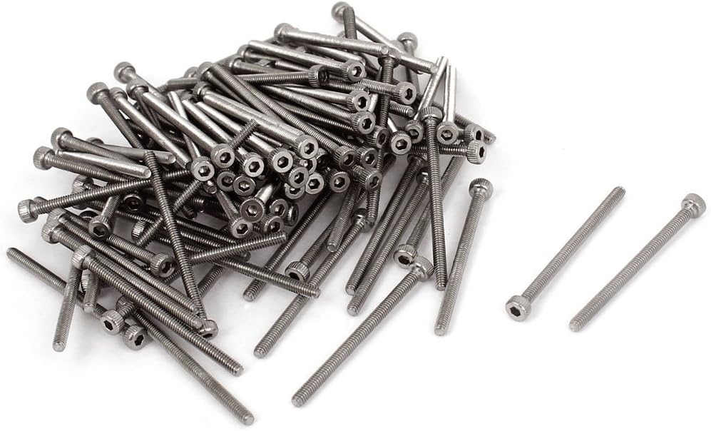M2x30mm Stainless Steel Hex Key Socket Head Cap Machine Screws 100 Pcs