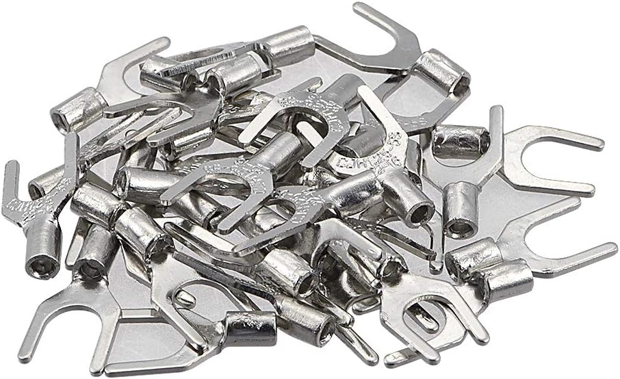30Pcs SNB1.25-5S Non-Insulated U-Type Copper Crimp Terminals 0.5-1.5mm2 Wire Connector Silver Tone