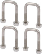 4pcs M6 20mm Width 304 Stainless Steel Square U Bolt w Hex Nut Washer