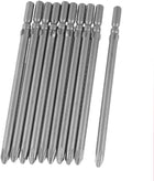 10pcs 5mm Dia Round Shank Phillips Screwdriver Bit Gray 5mm x PH2 x 100mm