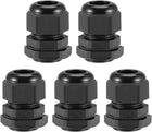 PG16 Cable Gland 7mm-12mm Wire Hole Waterproof Nylon Joint Adjustable Locknut with Washer Black 5pcs