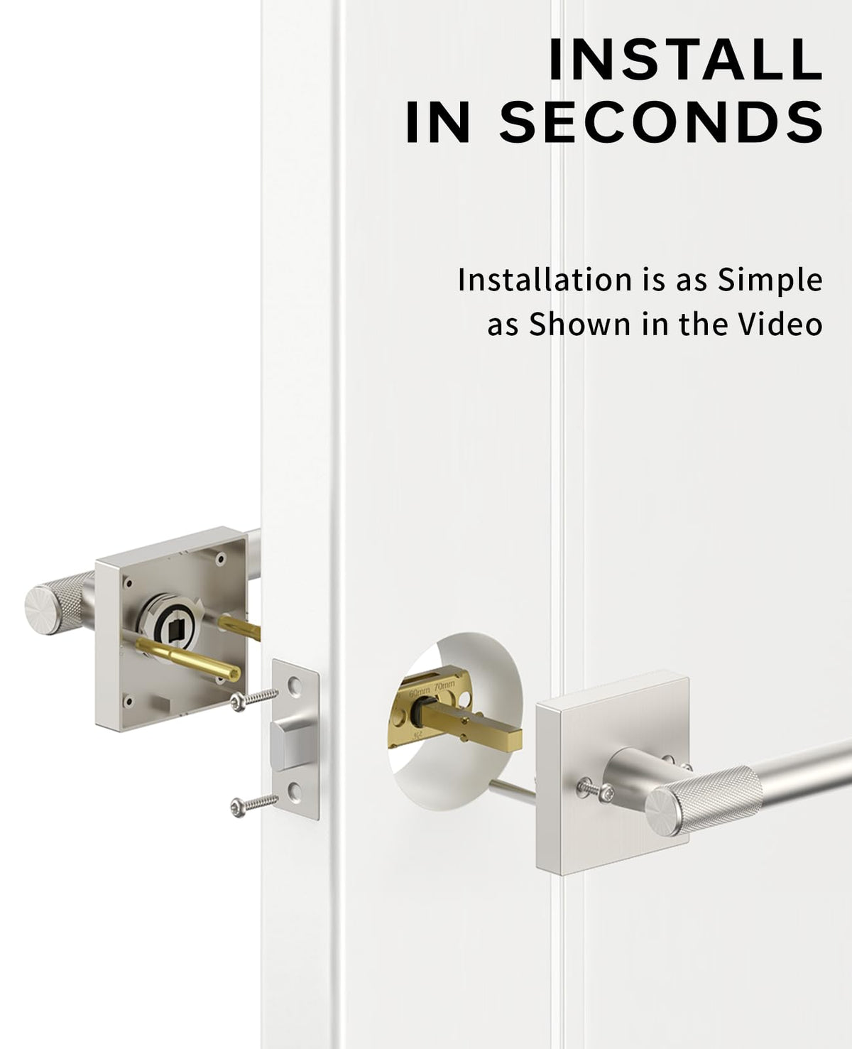 LinkMejor 1 pakke Poleret Satin Nickel Passage Dørlåse