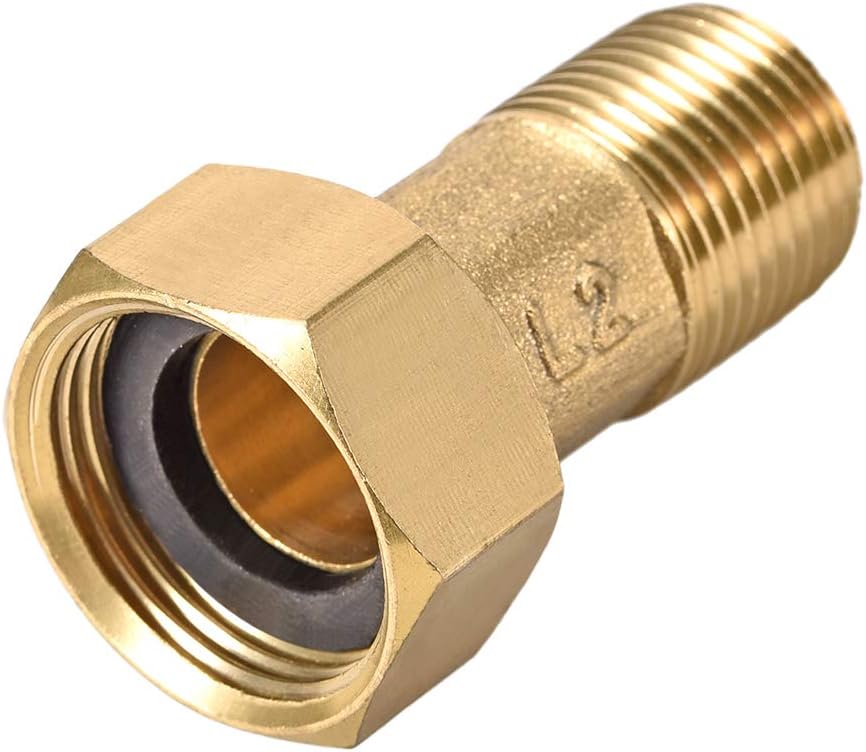 Brass Pipe Fitting, Hex Nipple, G1/2 Male x G3/4 Female Threaded Connector Water Meter Coupling 53mm Length