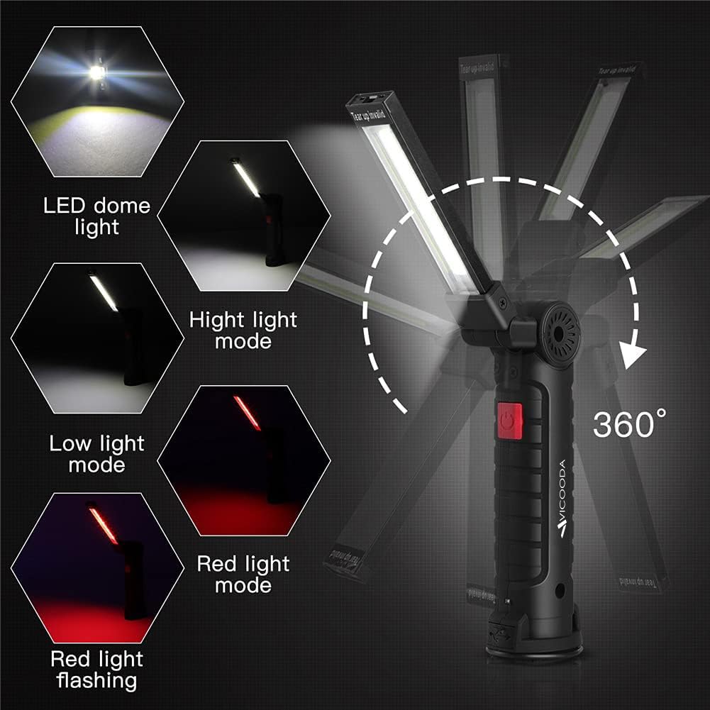 LinkMejor Lumină de Muncă LED, Lumină de Sosie Reîncărcabilă Magnetică, 5 Moduri, 4 Pack,