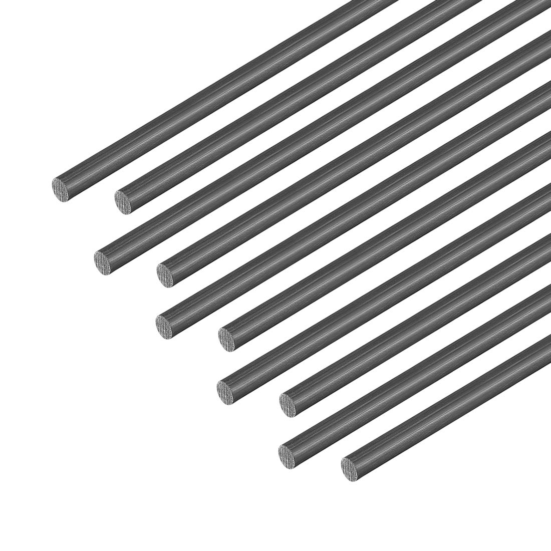 Carbon Fiber Round Rod Aircraft Fixed Rod for an RC Glider 2mm, 500mm/19.6inch Length Matte Pole, 10pcs