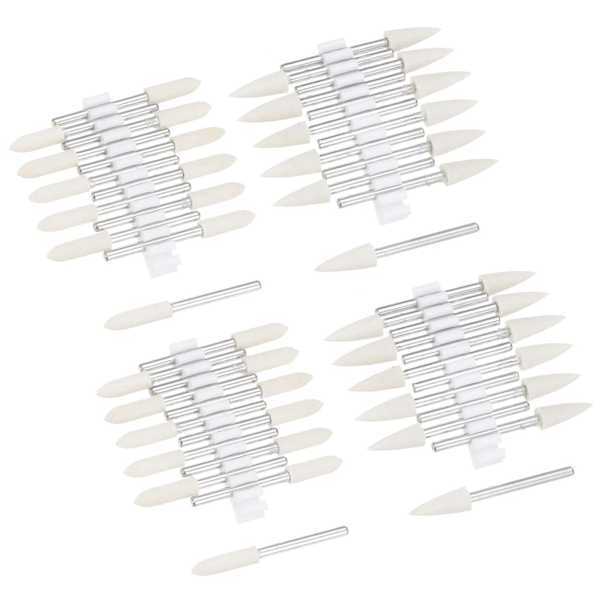 3mm 6mm Wool Felt Mounted Points Tapered Conical Polishing Bits Burrs Buffing Wheels with 1/8" Shank 48 Pcs