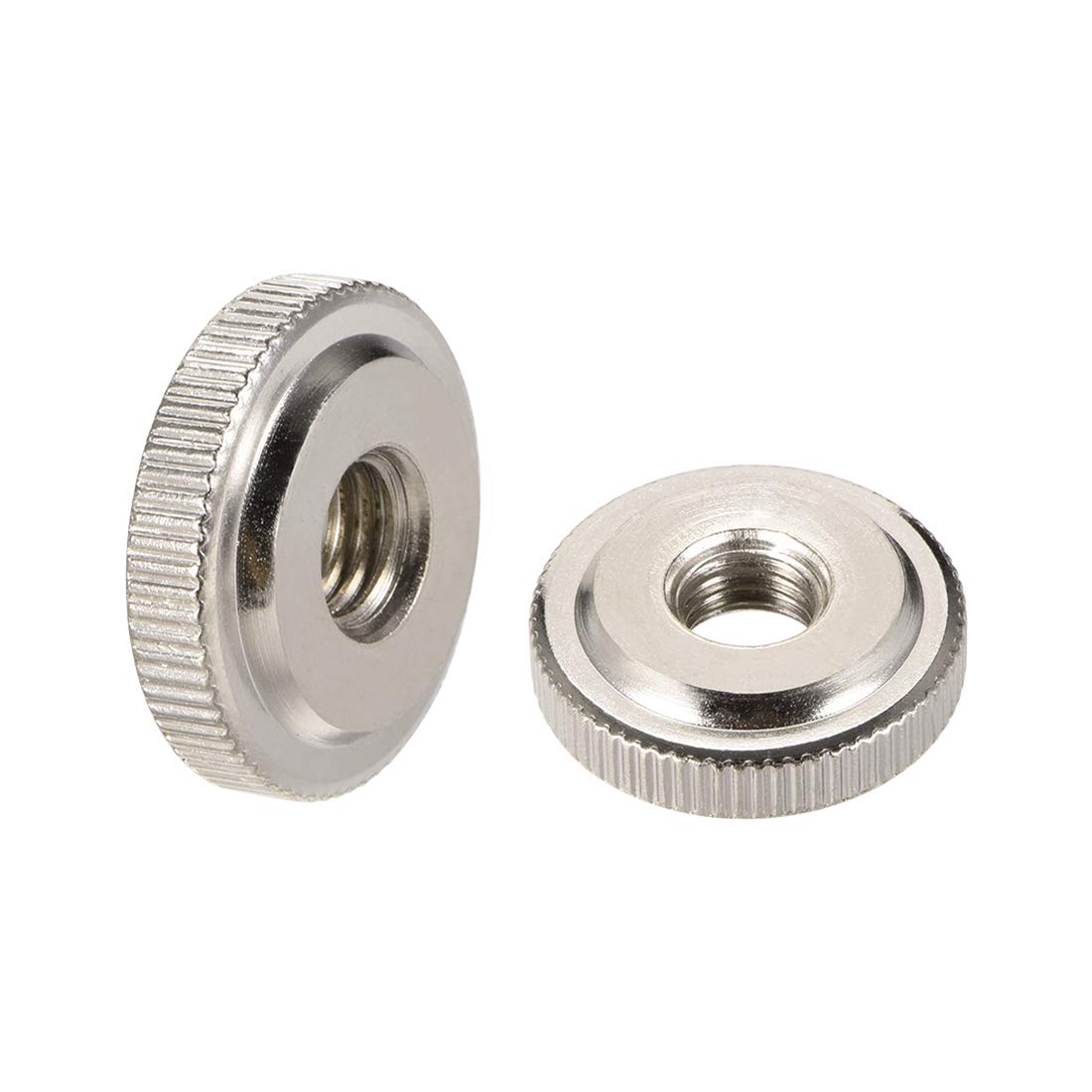 Round Knurled Thumb Nuts Conector Lock Adjusting Nuts, M10 Female Threaded Thin Type, Nickel Plated, Pack of 10