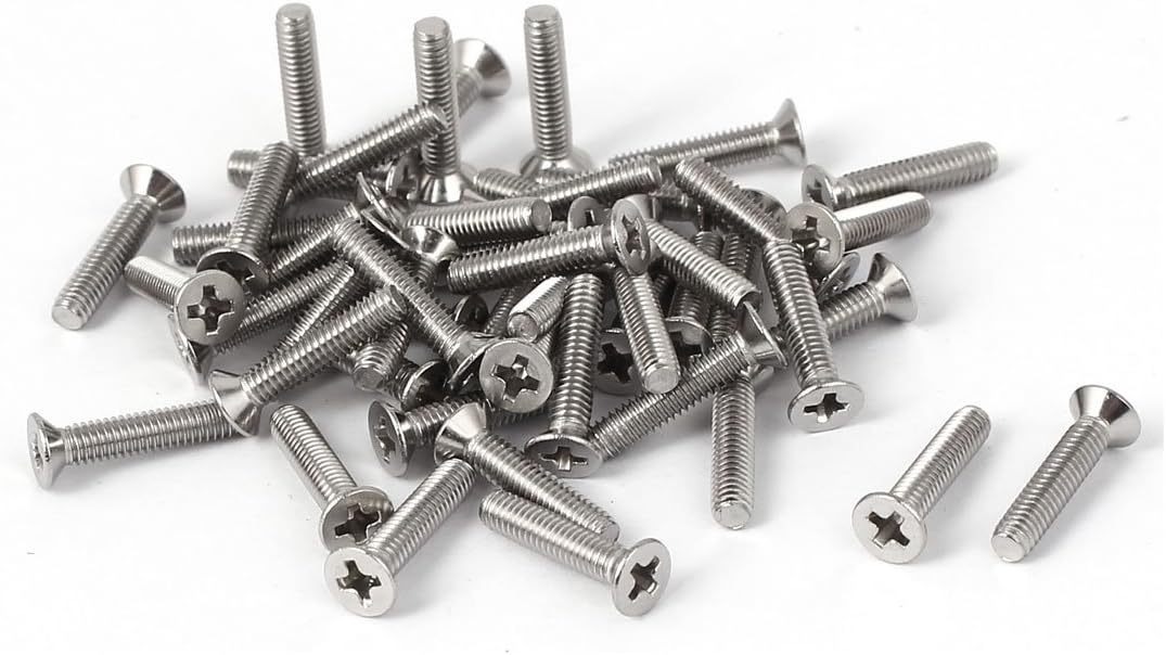 M2.5x12mm 316 Stainless Steel Flat Head Phillips Machine Screws Fasteners 50 Pcs