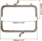 Metal Purse Frames - 6.1" 4Pcs Kiss Lock Clasp Frame Rectangle Embossed Clutch Frame Handles for Coin Purse Sewing Bag Making DIY Craft, Bronze