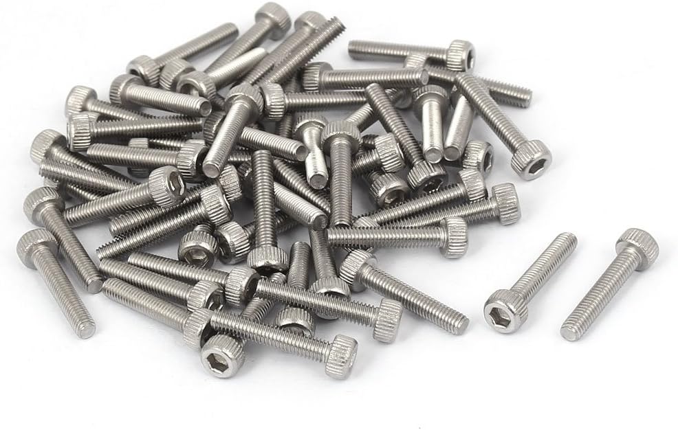 M3x16mm Thread 304 Stainless Steel Hex Socket Head Cap Screw Bolt DIN912 55pcs
