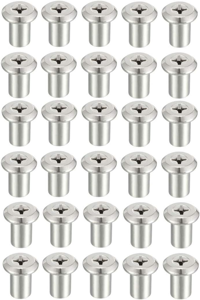 M6x12mm Phillips Head Insert Nut Screw Post Sleeve Nut for Furniture 30pcs