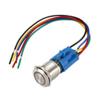 Latching Metal Push Button Switch 19mm Mounting Dia 1NO 1NC COM 24V White LED Light with Socket Plug Wires