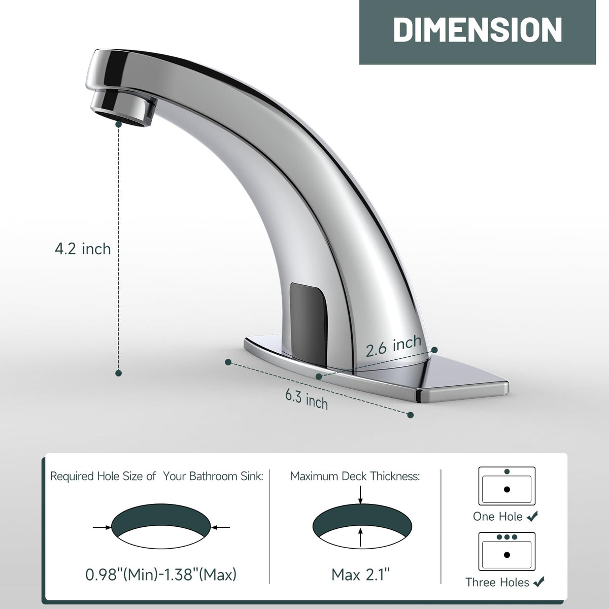 LinkMejor Bahan Air Kamar Mandi Tanpa Sentuh Chrome, Air Kamar Mandi Sensor