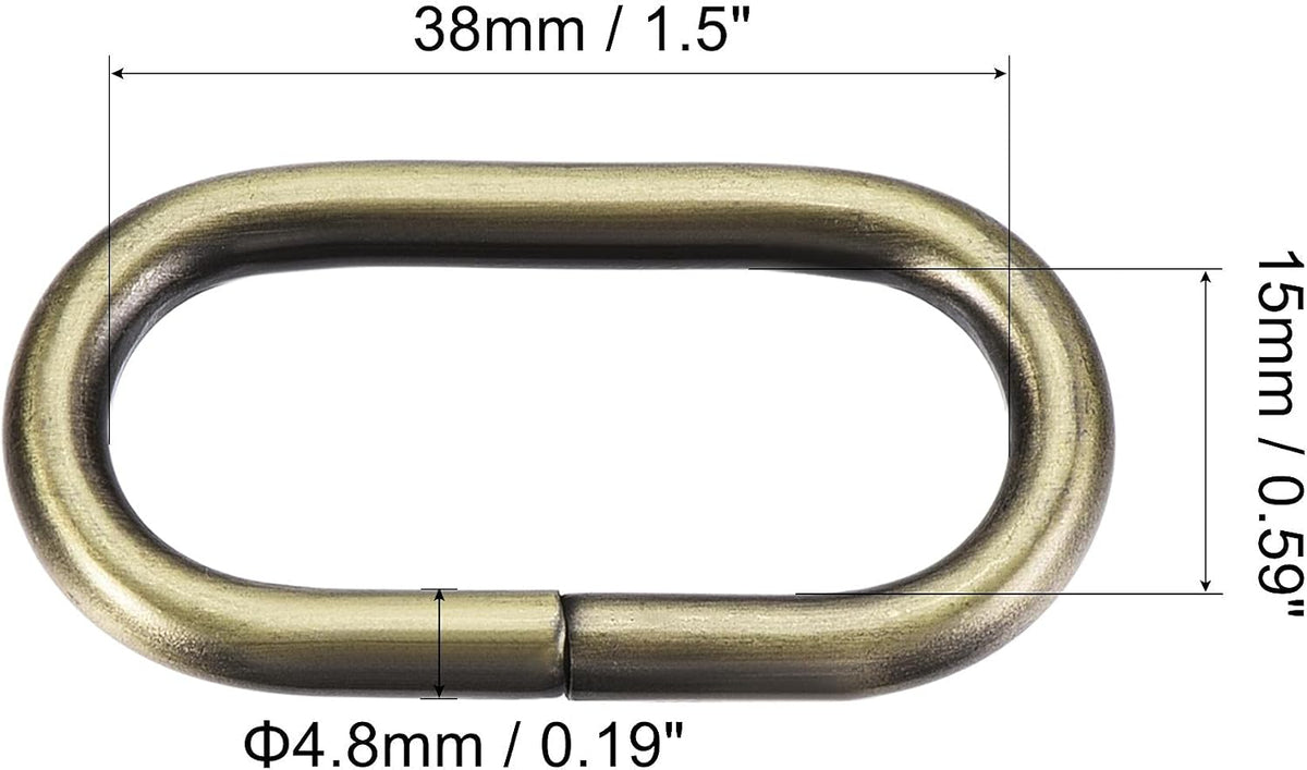 Metallisk trikanklamp 1,5" (38 mm) innere bredd 4 mm tjut, til bandartikler, DIY, 10 stk
