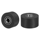 2Pcs Plastic Roller Wheel with Bearings, ID 3/8" (10mm) x OD 1-3/8" (35mm) x Length 3/4" (20mm), Guiding Wheel Flat Belt Idler (Black)