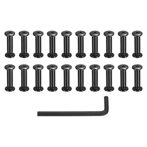 20 Sets Binding Post Screw, M5x9.5mm Bolts Female 6x22mm Hex Drive Socket Cap Screw Rivets Chicago Screws Furniture Bolts Stainless Steel with Wrench for Furniture Repair, Black