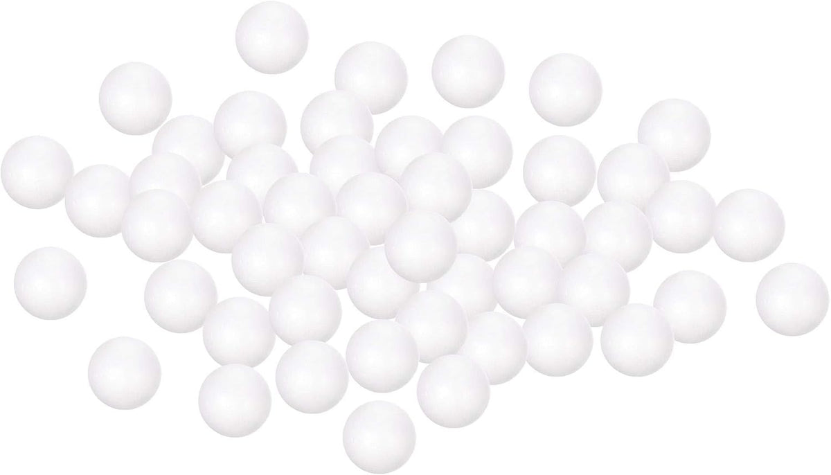 LinkMejor 50Pcs 0.8" White Polystyrene Foam Balls Smooth Round Solid Ball for Craft, Art, DIY, Household, Party Decoration