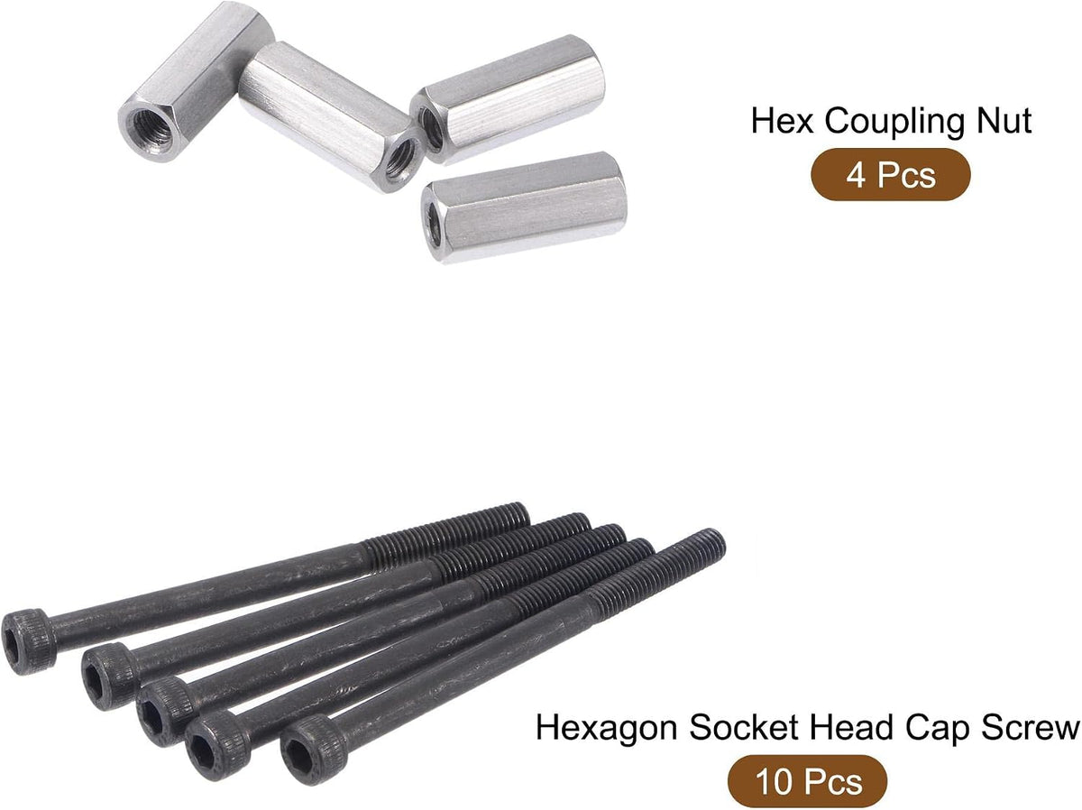 10pcs M5x70mmdraadkapkopmoer bouten, 4pcs M5 x 20mm zeskantkoppeling moeren