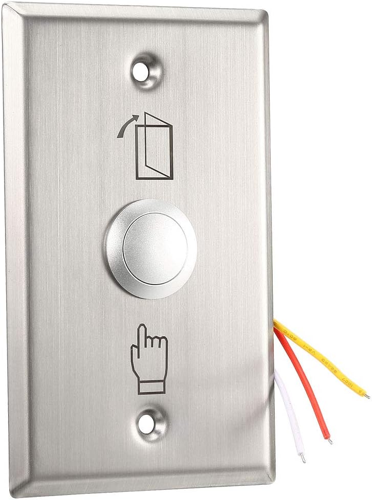 Door Release Button Push to Exit Resettable NO/NC/COM Switch for Access Control Panel 115mmx70mm 36V 3A Stainless Steel