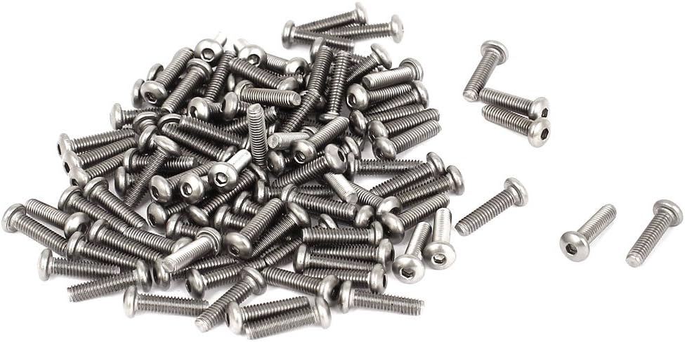 M2.5x10mm Stainless Steel Hex Socket Button Head Bolts Screws 100 Pcs