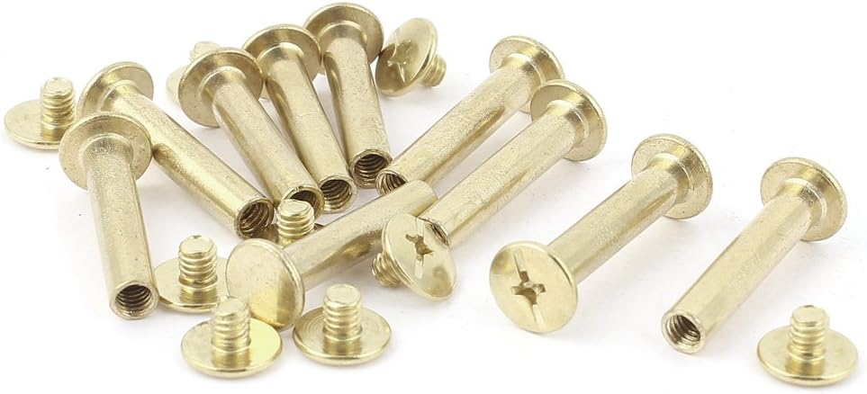 Screw Post Female 5x25mm Belt Buckle Binding Bolts Leather Fastener Brass Tone 10 Sets