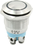 DC 12V Blue LED 19mm Stainless Steel Momentary Push Button Switch NO