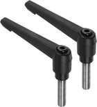 2pcs Clamping Lever Handles, M10 x 30mm 304 Stainless Steel Threaded Male Stud, Adjustable Handles Locking Quick Release Ratchet Push Button Bolt Knobs, Black