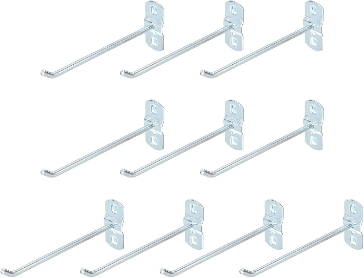 10Pcs Square Pegboard Hooks, 6.3 Inch Supermarket Shelf Rack Hook Metal Heavy Duty Exhibition Display Accessories for Tool Hanging Wall Organizer, Silver