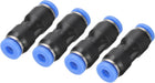Push to Connector Fitting, 4mm Tube OD Quick Connect Air Line Hose Pipe Fitting Straight Pneumatic Connector, Black 4Pcs