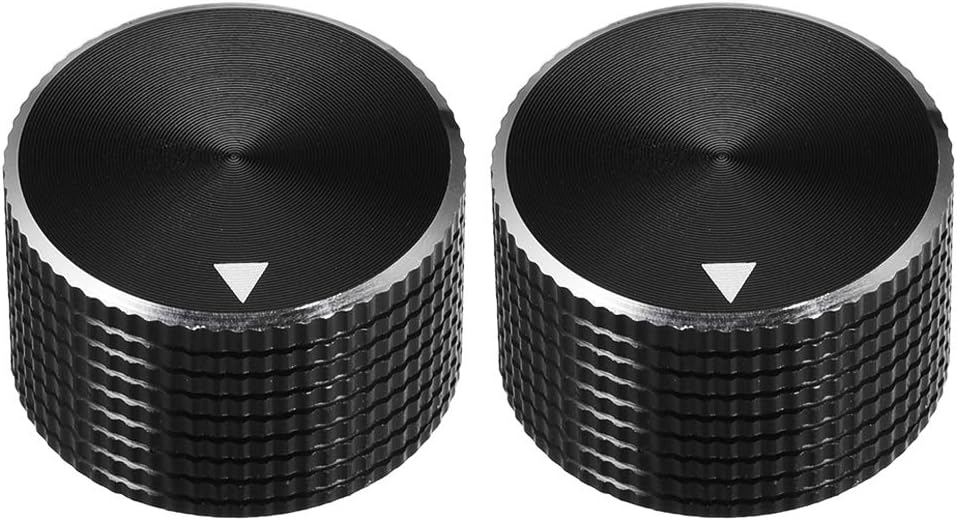 Stereo Knob, 25 * 6 * 15.5 mm Aluminium Alloy, Volume Control Knobs, Black 2pcs