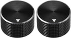 Stereo Knob, 25 * 6 * 15.5 mm Aluminium Alloy, Volume Control Knobs, Black 2pcs
