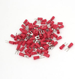 Insulated Furcate Fork Terminals Cable Lug AWG16-14 SV2-3 Red 95PCS