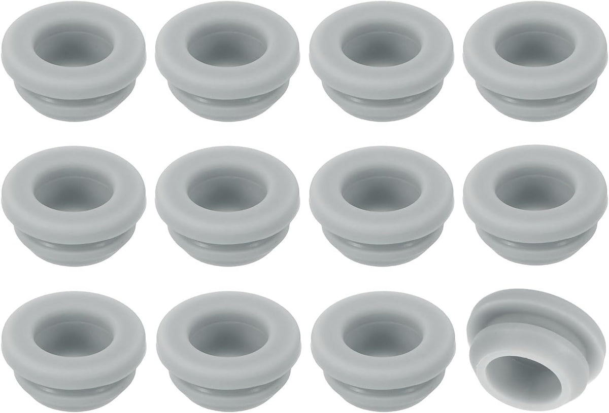 12Pcs Rubber Grommets, Mount Dia 11mm ID 8mm Snap Firewall Hole Plug, Anti-Scratch Hole Cover Plug for Electrical Box Cable Wiring, Gray