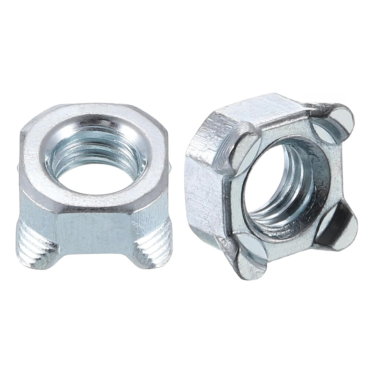 Weld Nuts, M6 Square UNC Carbon Steel Machine Screw Silver 20Pcs