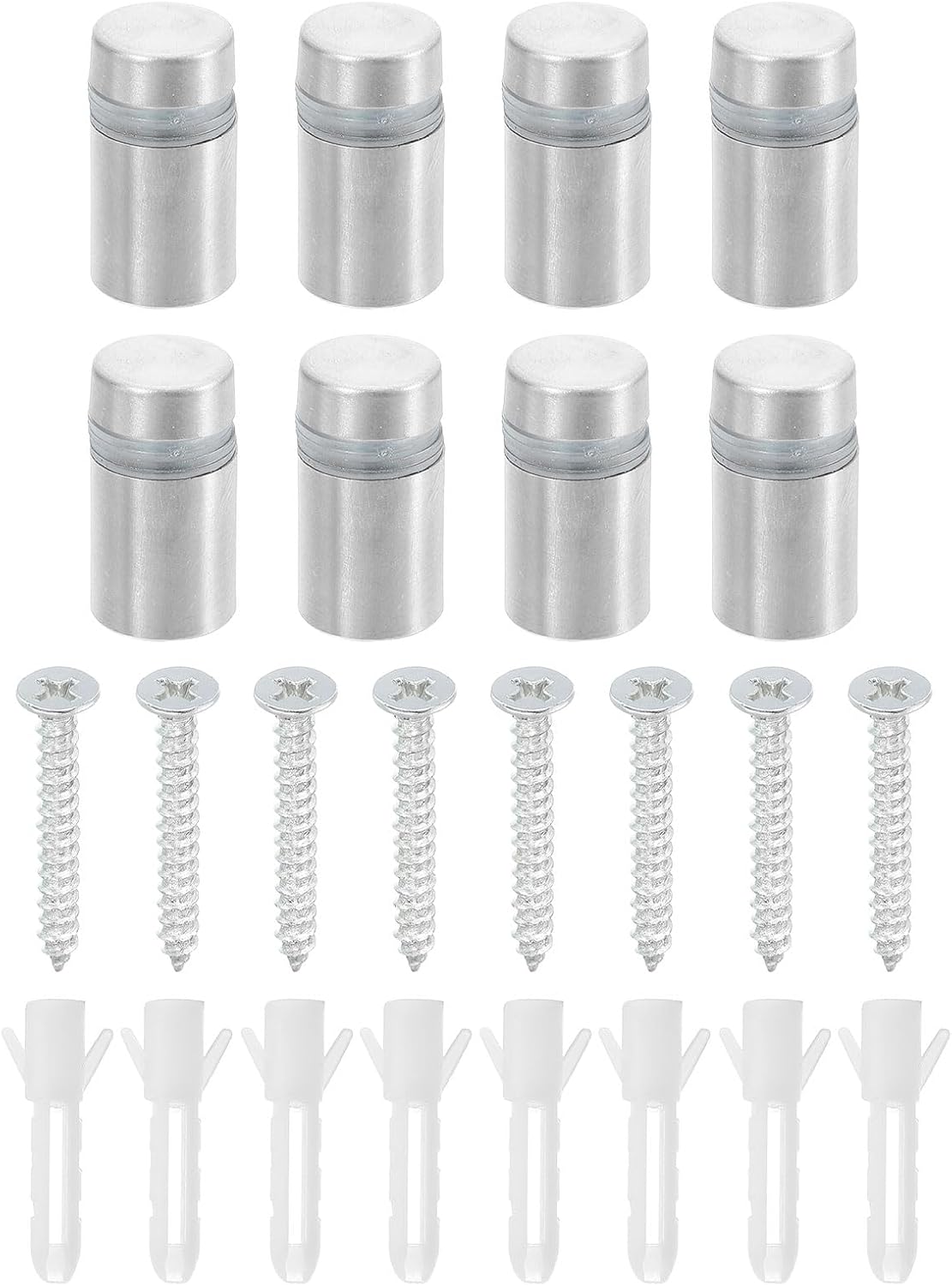 8 Pcs Standoff Screws, 1/2" x 0.8" Stainless Steel Advertising Screws Wall Standoff Mounts Hardware for Acrylic Picture Frame Glass Signs Hanging, Silver