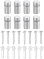 8 Pcs Standoff Screws, 1/2" x 0.8" Stainless Steel Advertising Screws Wall Standoff Mounts Hardware for Acrylic Picture Frame Glass Signs Hanging, Silver