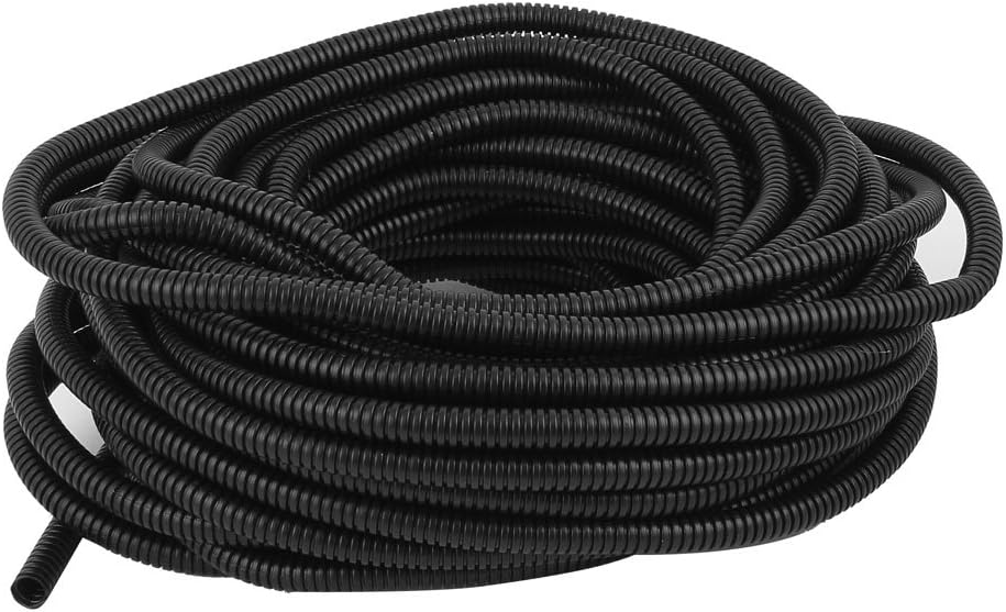 15.8 M 7 x 10 mm Plastic Corrugated Conduit Tube for Garden,Office Black