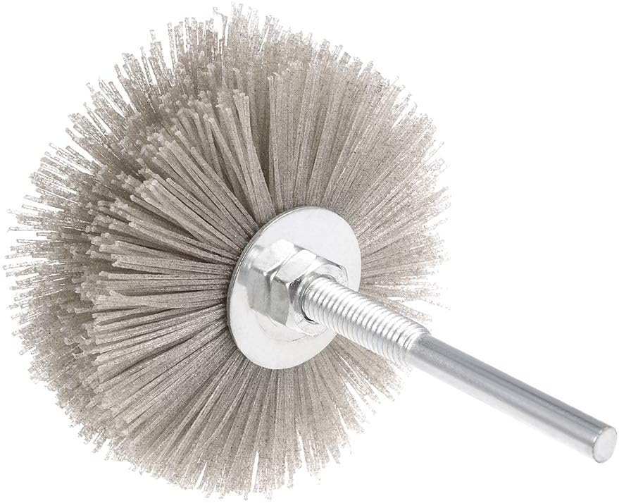 Nylon Wheel Brush 320 Grits Abrasive Grinding Head with 6mm Threaded Shank