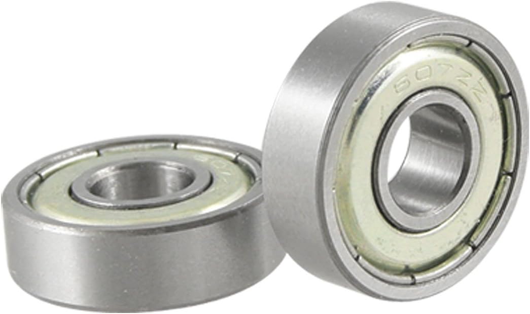2 Pcs 7 x 19 x 6 607ZZ Double Shielded Deep Groove Ball Bearings