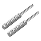 HSS Rotary Files 1/8" Shank, Double Cut Top Flat Cylinder Shape Rotary Burrs Tool 6mm Dia, for Die Grinder Drill Bit Wood Soft Metal Carving Polishing Model Engineering, 2pcs