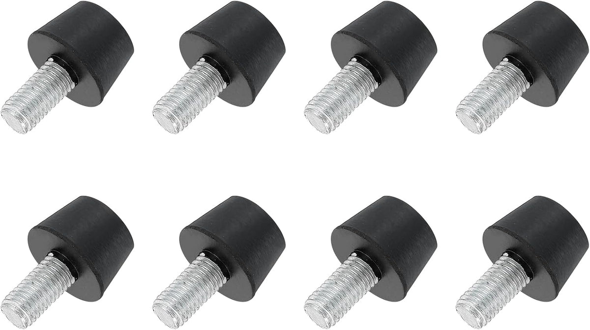8Pcs Rubber Vibration Isolators Mounts Rubber Shock Absorber Mounts, 0.98" x 0.63" Conical Studs with M10 x 20mm Threaded, Silent Block for Air Compressors, Motor, Engines, Black