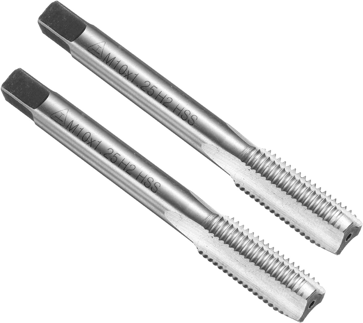 2pcs Hand Bottom Tap M10 x 1.25 H2 Metric Thread Bottoming Style Threading Taps High Speed Steel HSS6542 Straight Flutes Screw Tapping Tool