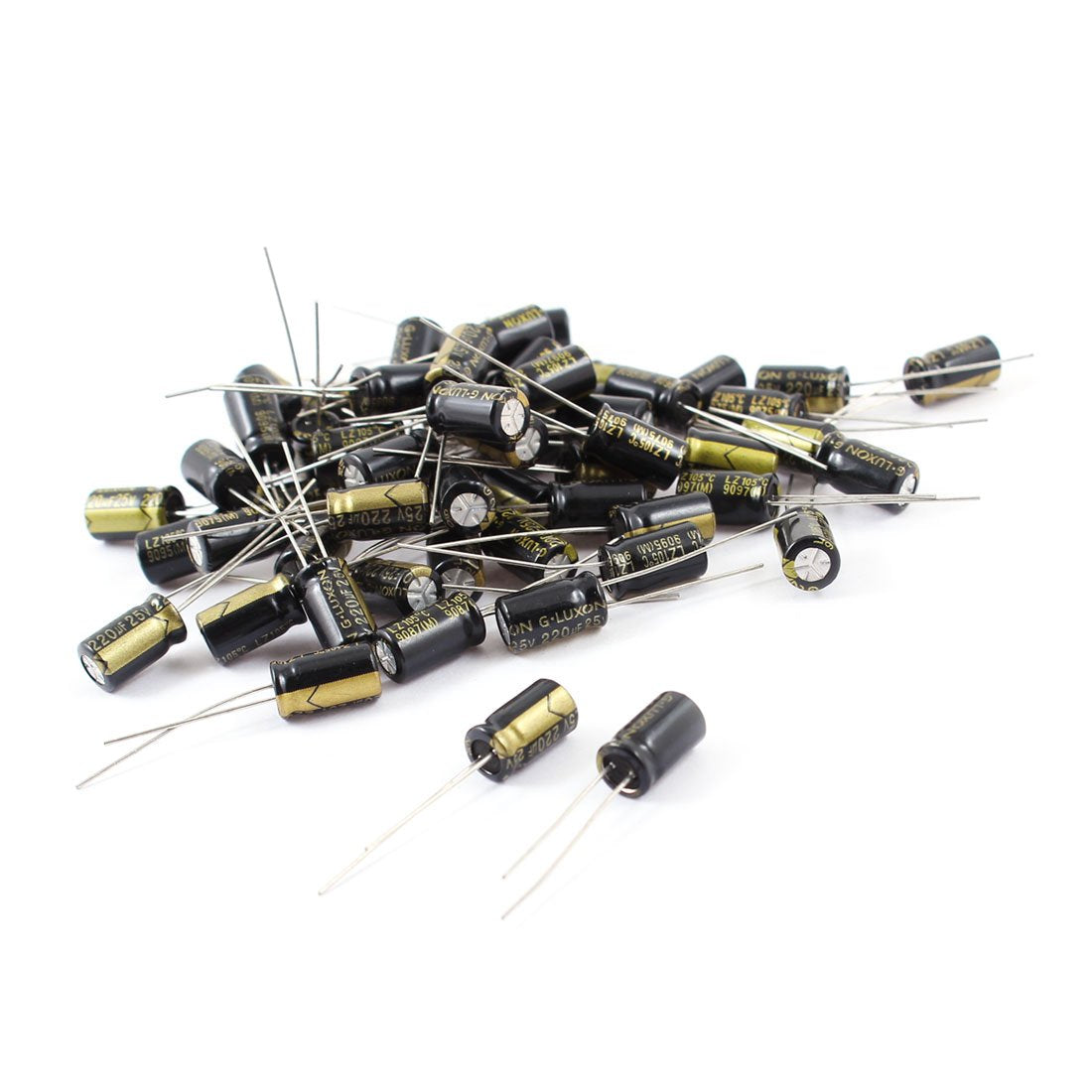 a14052000ux0492 50 Piece 220uF 25V Radial Aluminum Electrolytic Capacitors, 6 mm x 11 mm