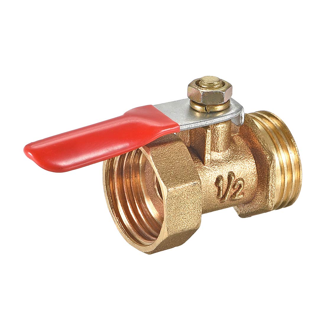 Ball Valve Shut-off Valve, G1/2 Male to G1/2 Female Thread, Pipe Tubing Fittings, 180 Degree Operation Handle, Brass Valve, Pack of 1