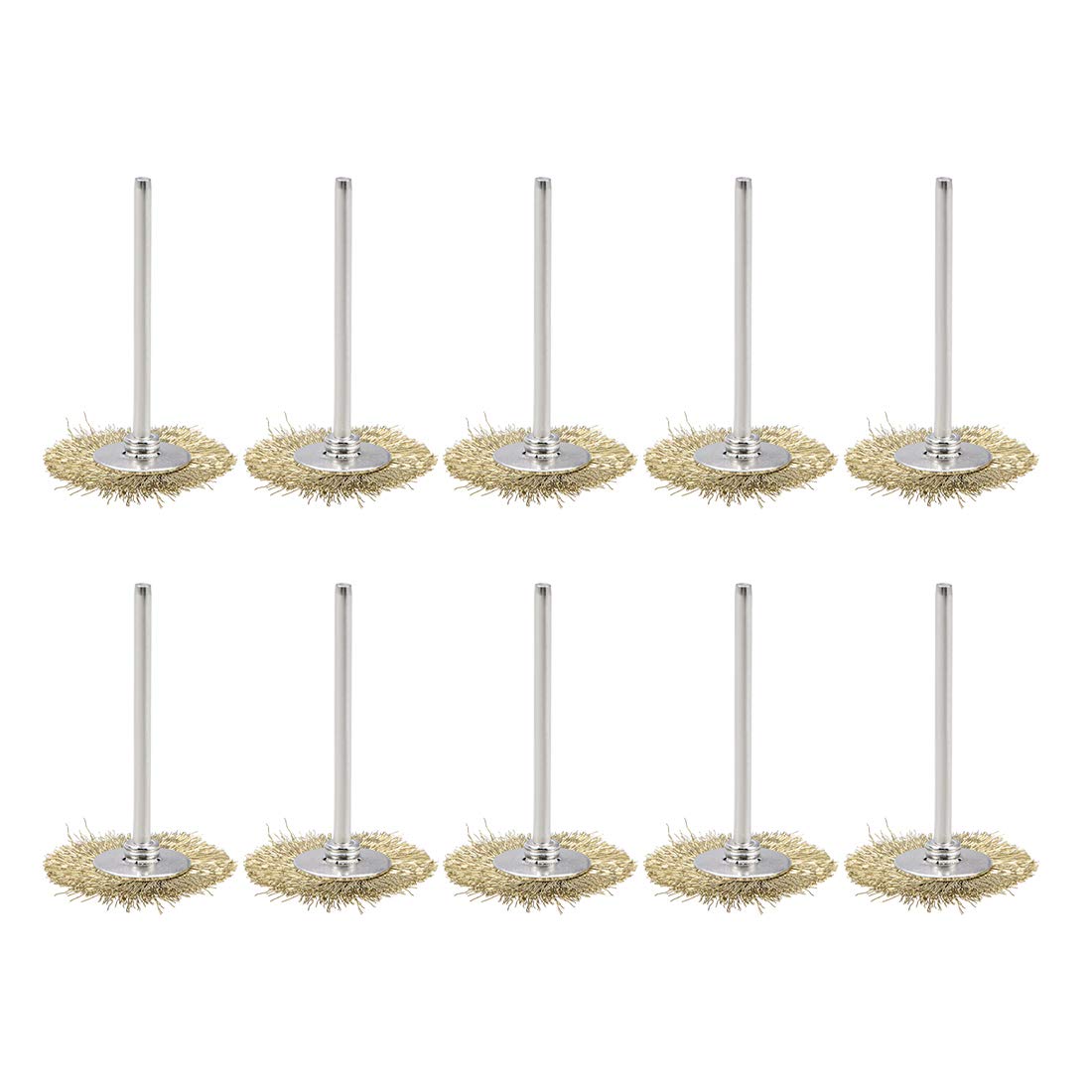 Mini Wire Cup Brush Brass Plated Crimped Steel 25 X 3mm with 2.35mm Shank 10 Pcs
