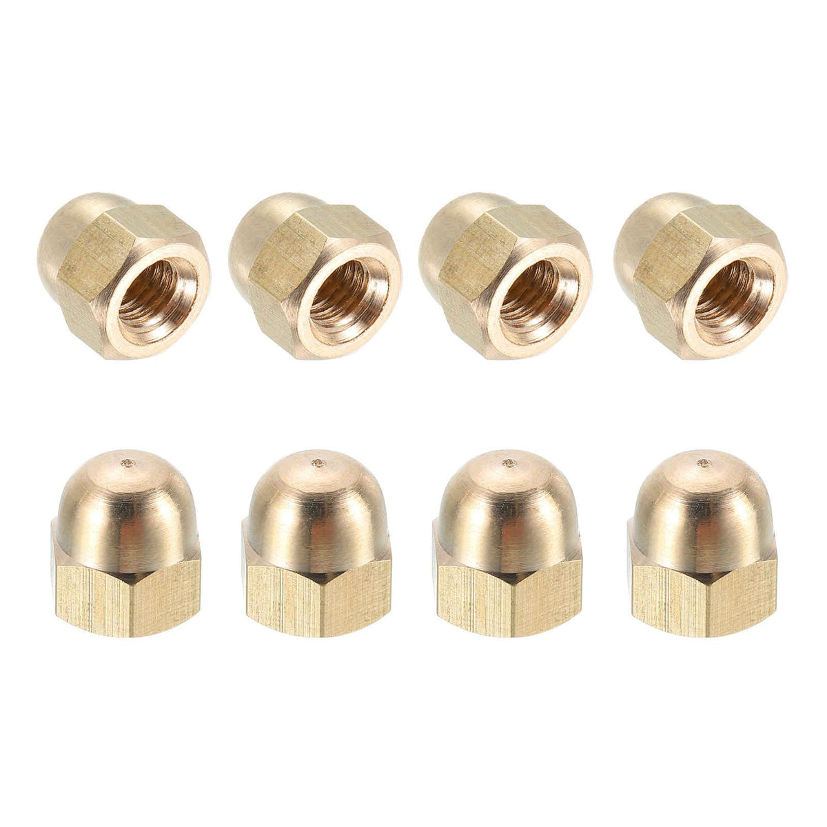 LinkMejor Acorn Hex Cap Nuts, M6x1mm Brass Dome Head Hex Decorative Cap Nuts for Screws Bolts Industrial Mechanical Electrical Equipment Repair Hardware(Gold Tone, Pack of 8)
