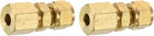 2Pcs Brass Compression Tube Fitting, 4mmx5mm Tube OD Connector, NPT Thread Compression Union Connectors & Compression Sleeves Ferrules, Brass Straight Coupling Adapter