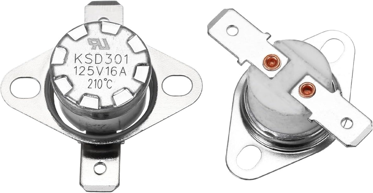 2 Pcs KSD301 Thermostat 210°C/410°F 16A Normally Closed N.C Adjust Snap Disc Temperature Switch for Microwaves,Oven,Coffee Maker,Ceramic Material